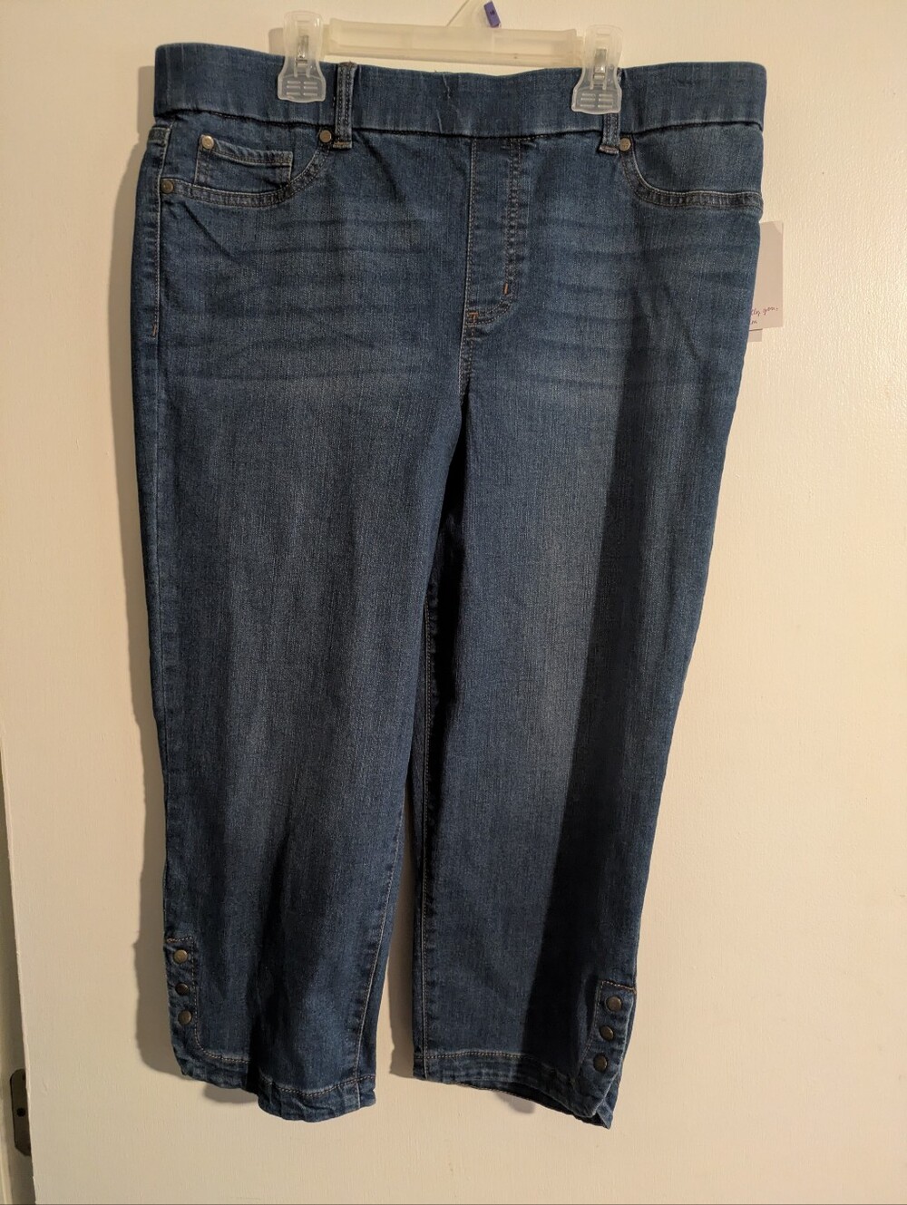 Kim Rogers Denim Pull-On Capri Pants Size 14 NWT
